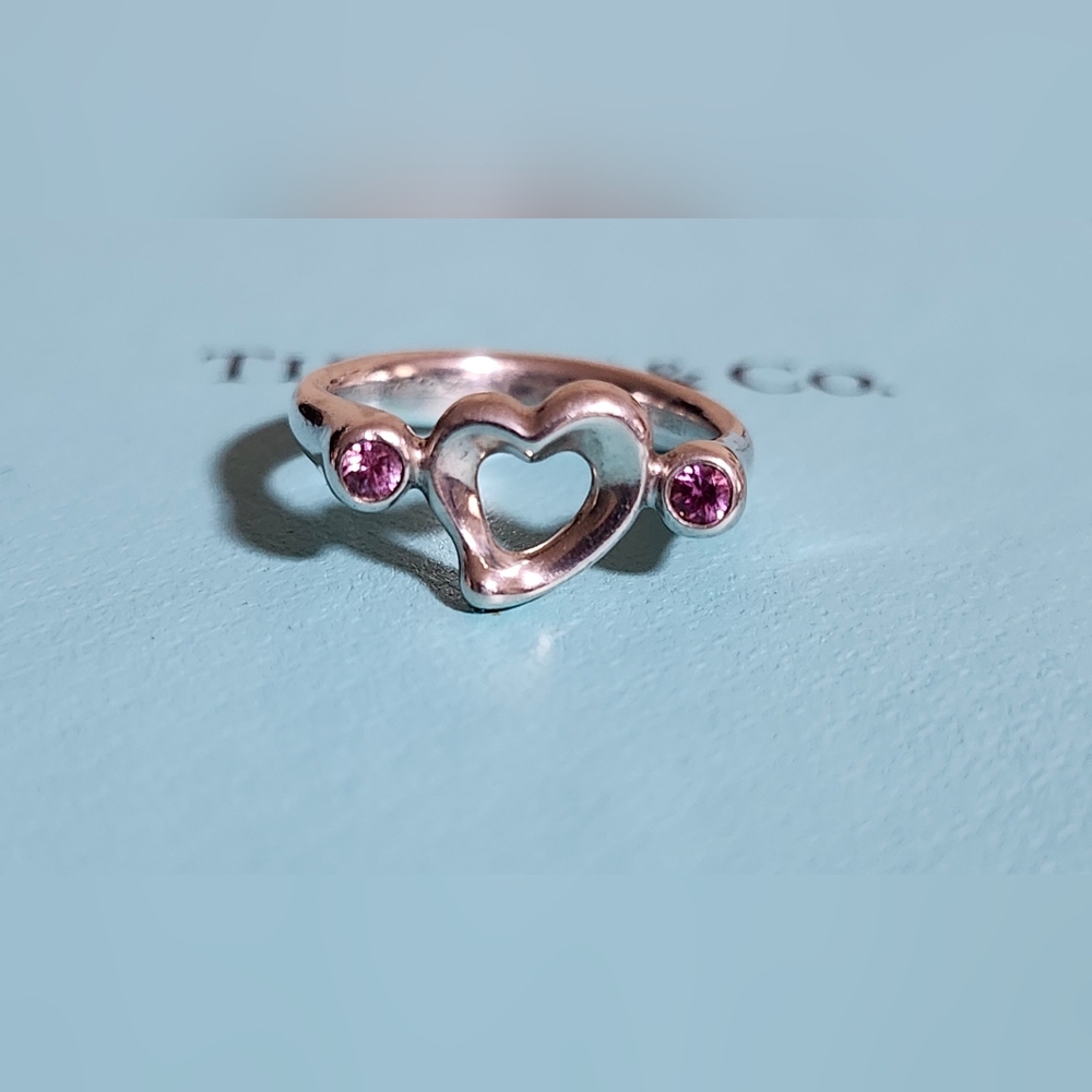 Tiffany And Co Elsa Peretti Pink Sapphire Open Heart Ring